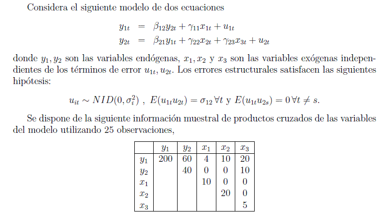 Ejercicio de estimación por Mínimos cuadrados en dos etapas